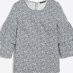 J. Crew Black and White Bell Sleeve Blouse